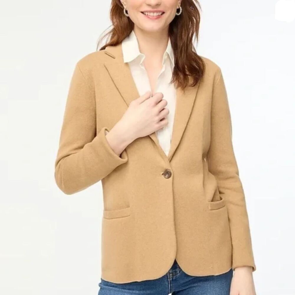 J.Crew Schoolboy Sweater Blazer, Hthr Acorn, Warm &‎ Comfy + Professional! Sz XS